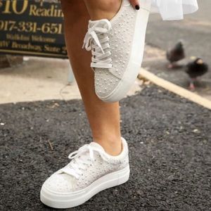 Betsey Johnson Sidney Ivory Rhinestone Sneakers
